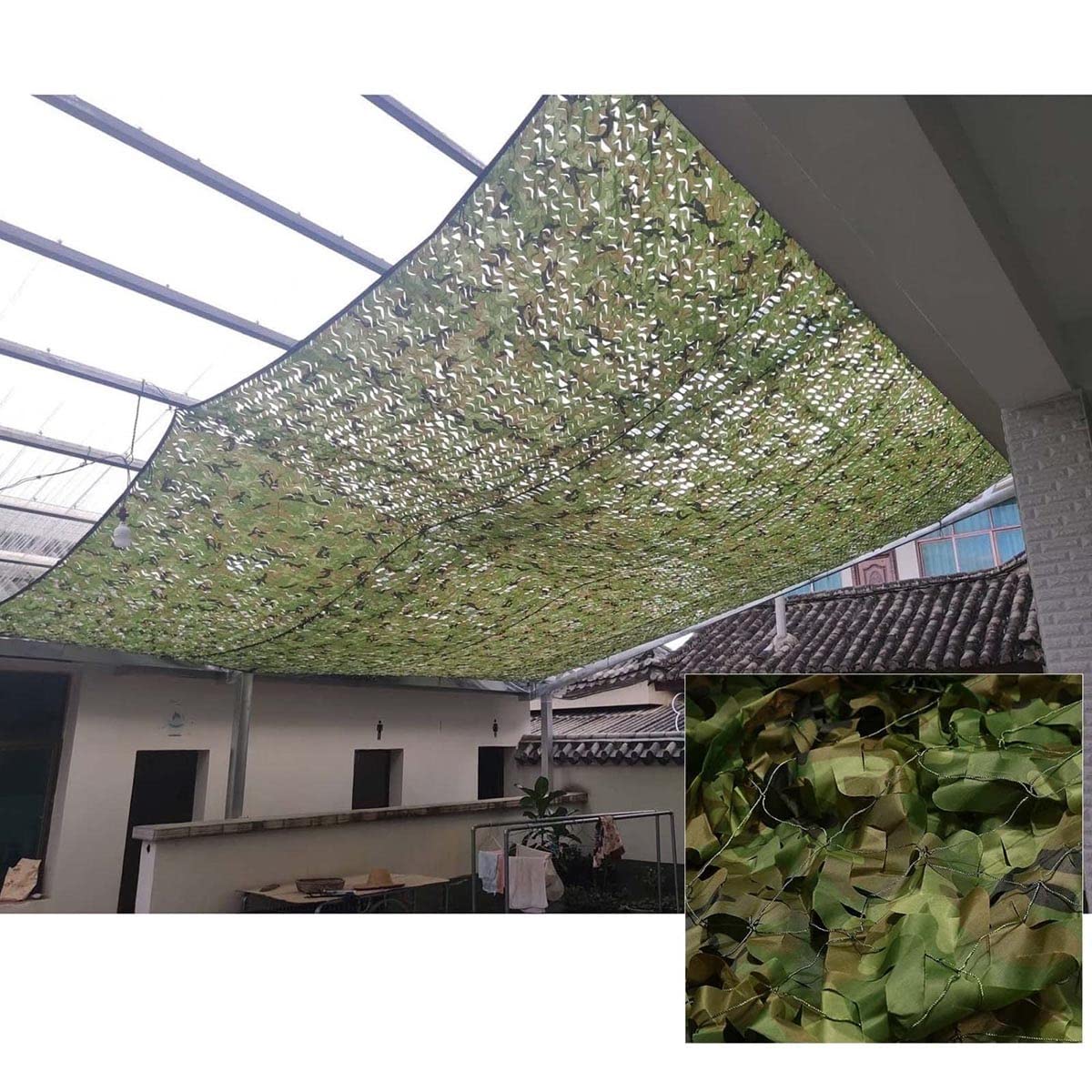 Yaloy Tarnnetz Bundeswehr Sonnenschutz 2x4.0m 3x4.0m 5x5m 4x7m 6x6m 6x8m 8x9m Woodland Oxford Stoff Grünes Tarnung Netz für Camping Militär Jagd Schießen Verstecken Gartendekoration