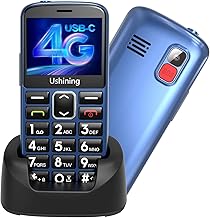 uleway Teléfono Móvil para Mayores 4G Desbloqueado, Pantalla 2,4'', Teclas Grandes, Volumen Alto, Cámara, Botón Emergencia SOS, Marcación Rápida, Base de Carga, Batería 1000mAh, Azul