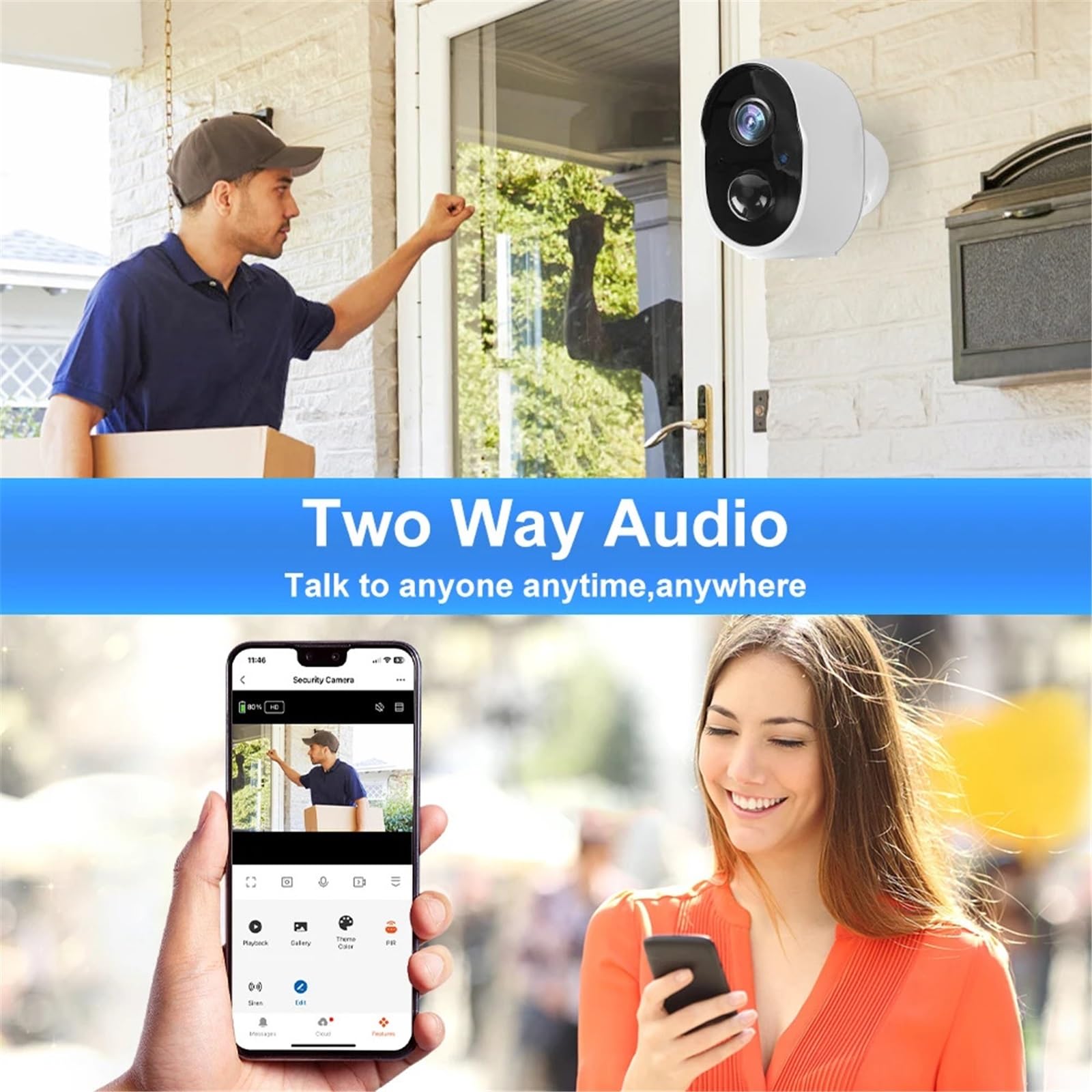 3MP Tuya Smart Life Zasilany z baterii Zewnętrzny nadzór WIFI Bezpieczeństwo Kamera do wykrywania ruchu PIR Night Vision(Camera 64G)
