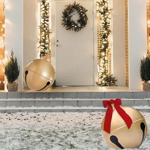Miniatura 4 de BALRAJ 2 bolas inflables de Navidad de 23.6 pulgadas, bola inflable gigante de cascabel, decoración de patio, globo de Navidad, adorno al aire libre