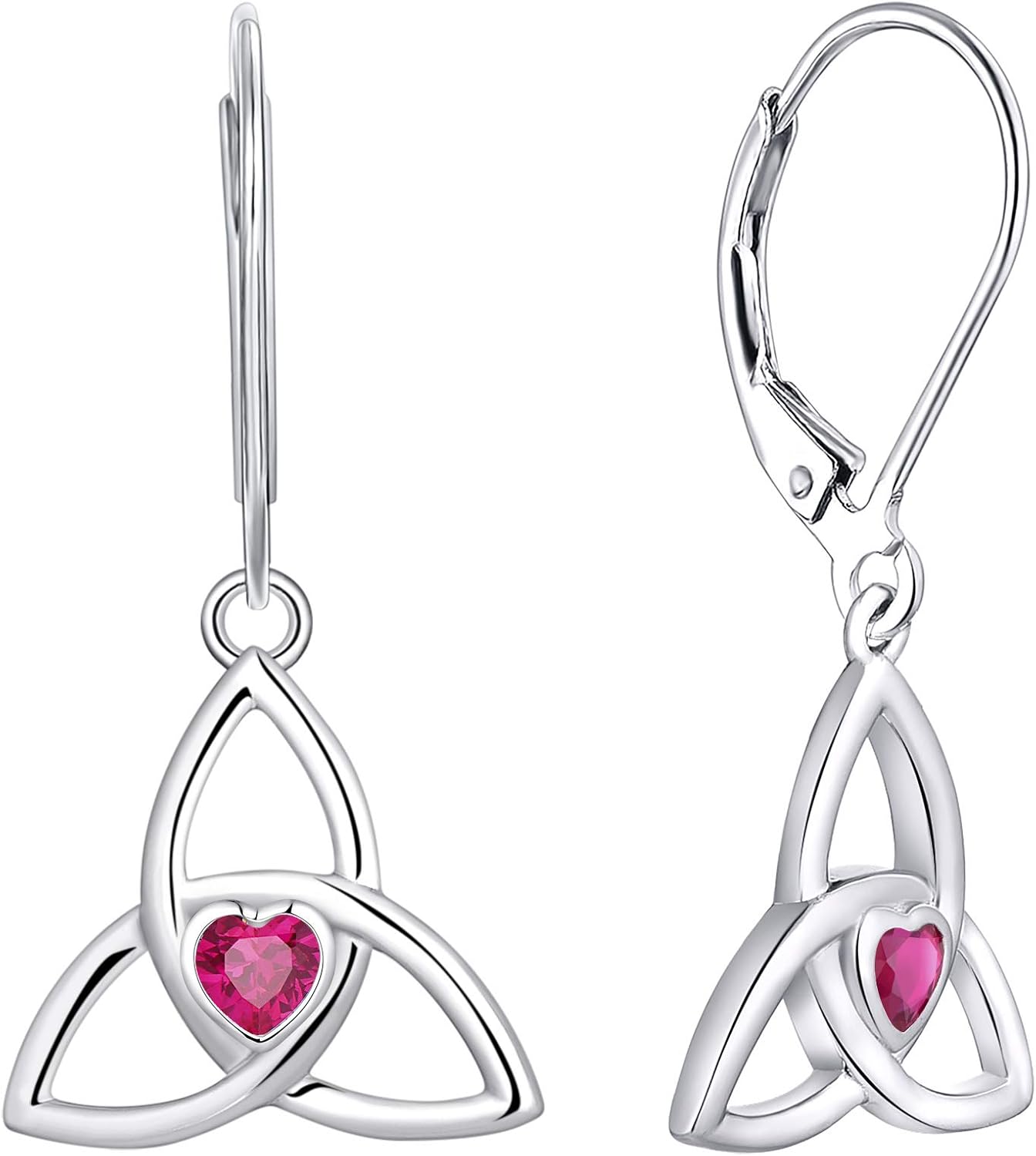 JO WISDOM Women Earrings,925 Sterling Silver Triquetra Celtic Trinity Knot Drop & Dangle Earrings with Heart Cut 3A Cubic Zirconia