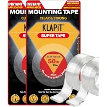 KLAPiT Slim Super Heavy Duty Double Sided Tape 3.29FT/1M Waterproof Removable Mounting Tape | 50lbs Hold Weatherproof Nano Tape for Home Decor, Kitchen, Classroom Must Haves & Office Pack of 2
