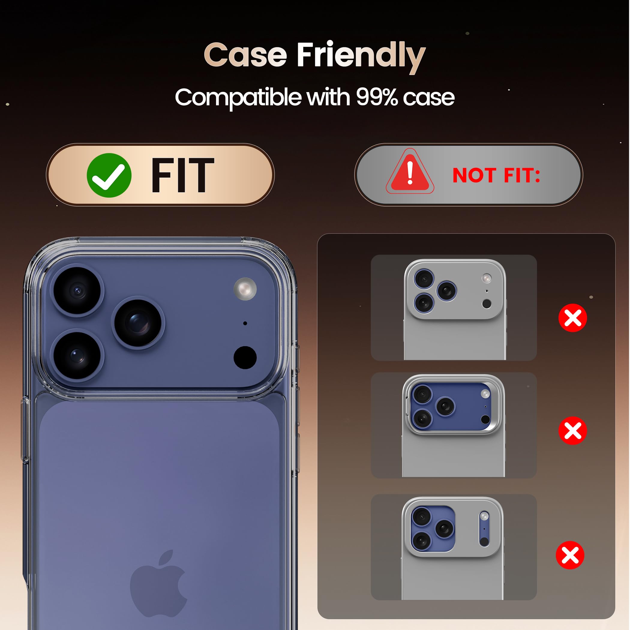 für iPhone 17 Pro Kameraschutz, Anti-Kratzer Kamera Schutz Einteiliges 9H Panzer Schutz Glas, Ultra HD Klar Kamera Schutzfolie für iPhone 17 Pro