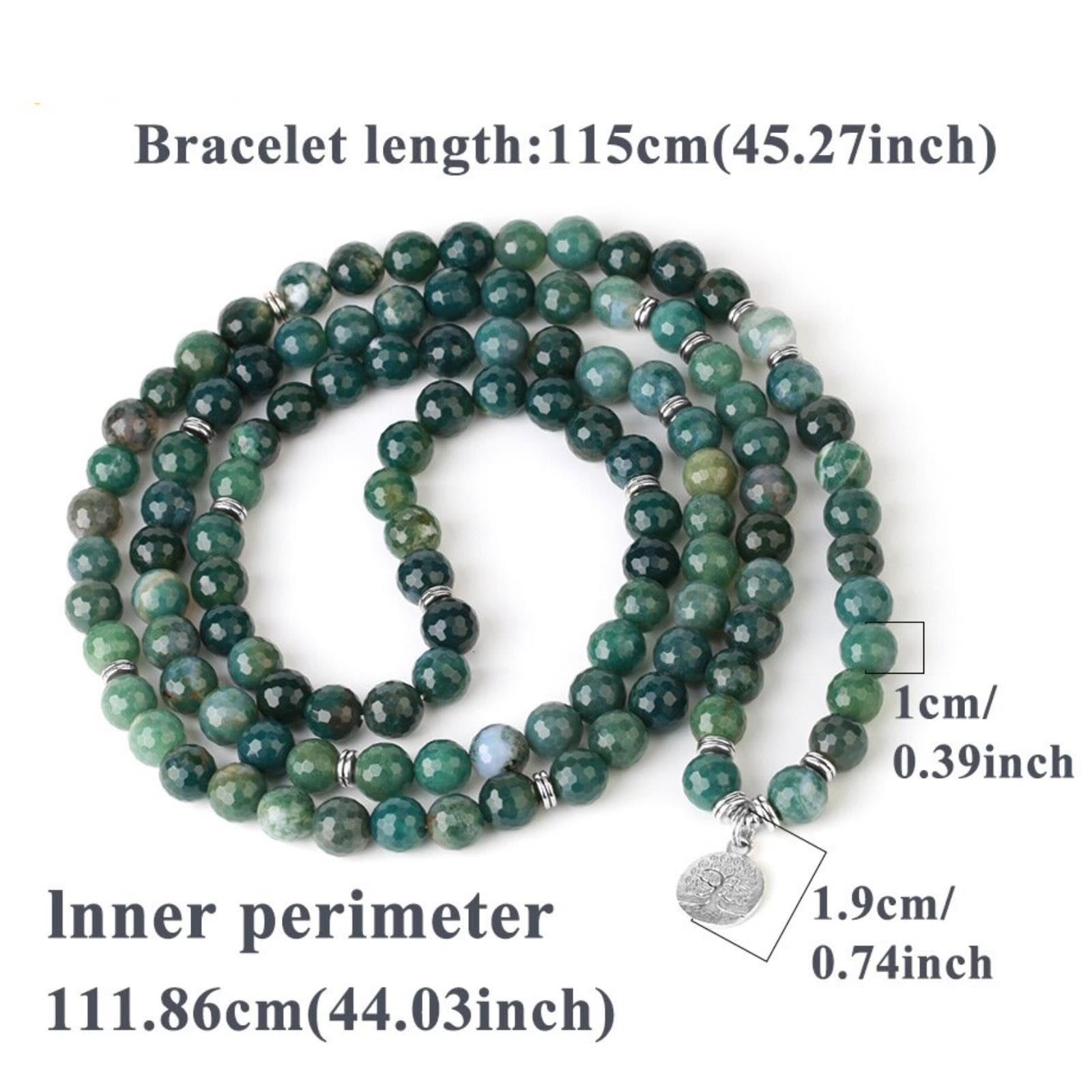 Bracciale Con Ciondoli Albero Della Vita 10 Mm Agata Muschiata Sfaccettata Braccialetti Avvolgenti In Pietra Naturale Per Gioielli Da Donna Multi Fili
