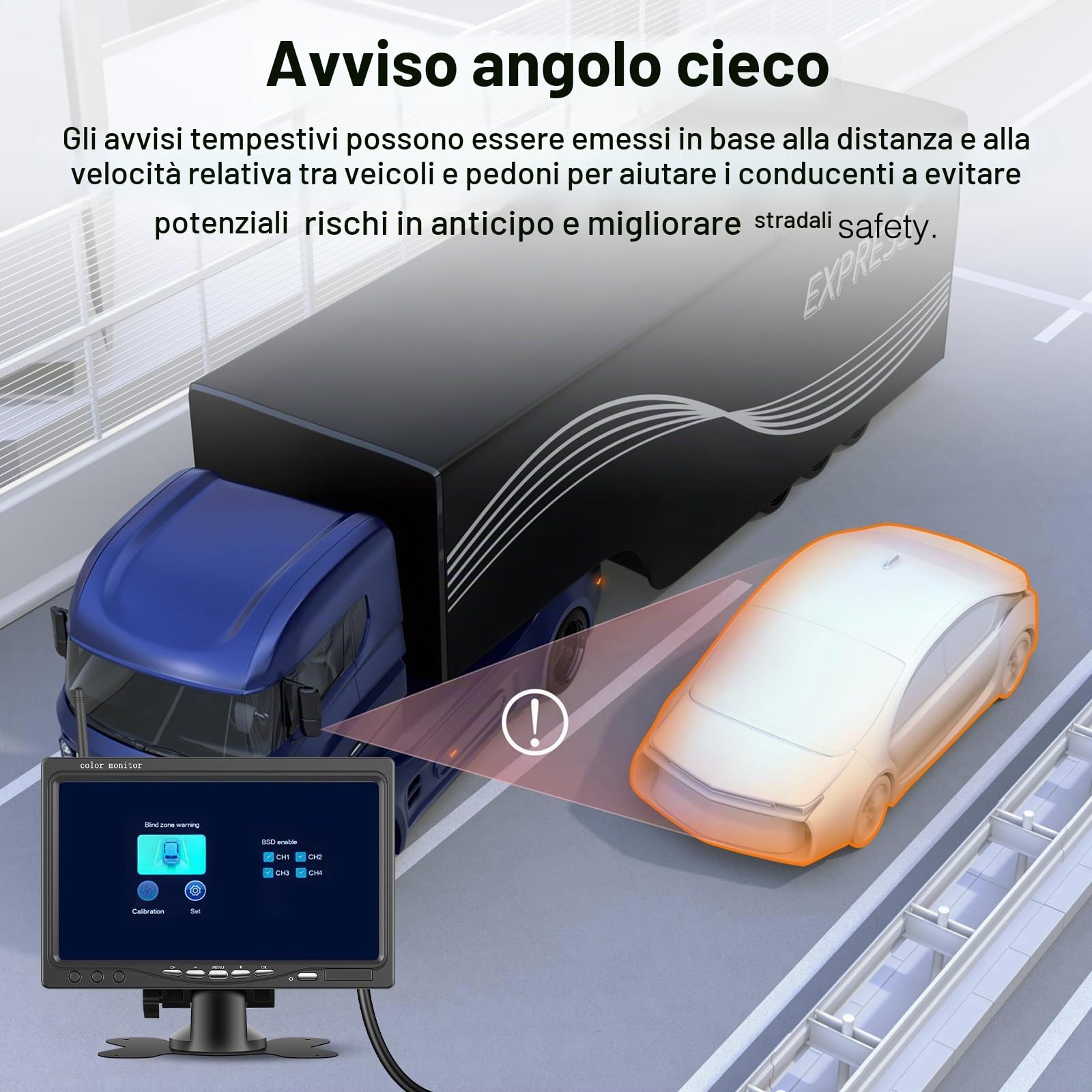 1080P 7'' IPS Monitor Con Doppio Wireless Telecamera Retromarcia Kit | IP68 Impermeabile Telecamere Posteriore Avviso di Angolo Cieco Visione Notturna Telecamere per Auto Camion Camper 12V-36V