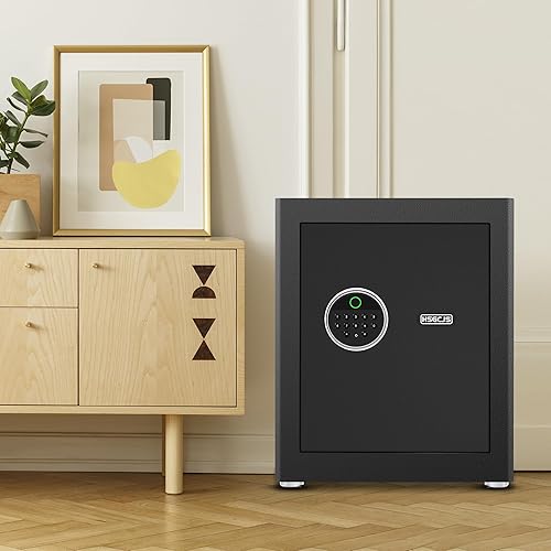 Miniatura 9 de HSGCJS Caja de seguridad biométrica para huellas dactilares, caja fuerte para el hogar con teclado digital completo, caja fuerte de seguridad para