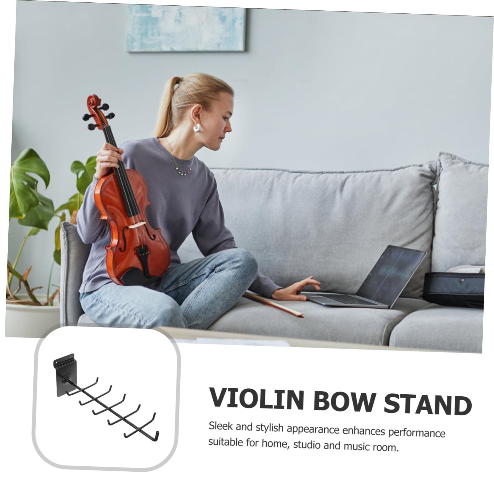 Totority Music Room Decor Violin Bow Mount Hanger Bow Stand Wall Mount for Violin Accessories