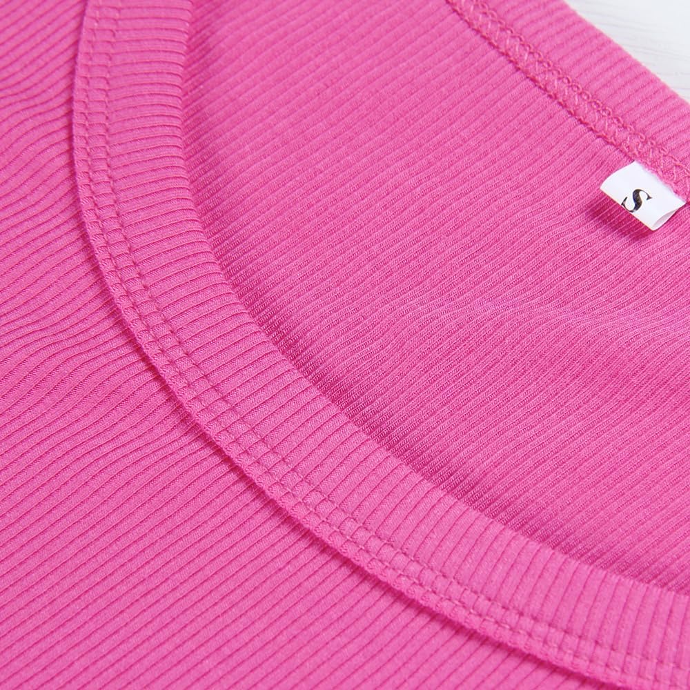 Roselux Womens Long Sleeve Stretch Crewneck Ribbed T-Shirt Fitted Casual Basic Tops - Image 3