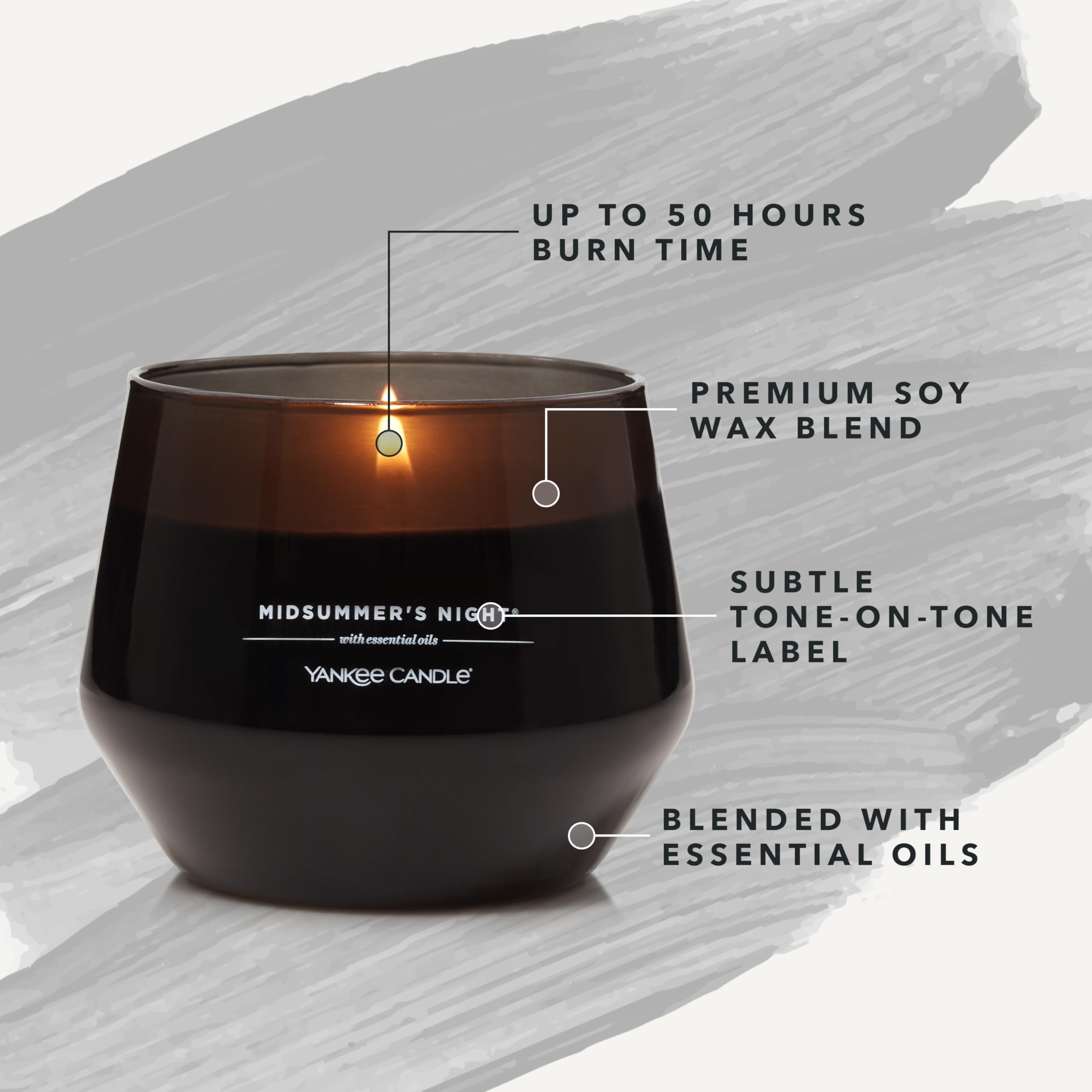 Yankee Candle Studio Scented Candle,Midsummer's Night Medium Candle,Long Burning Candles:35-50 Hours,Stylish Glass Vessel Design with Black Wax,Perfect Gifts for WomenGifts for MumWedding Gifts & More - Image 4