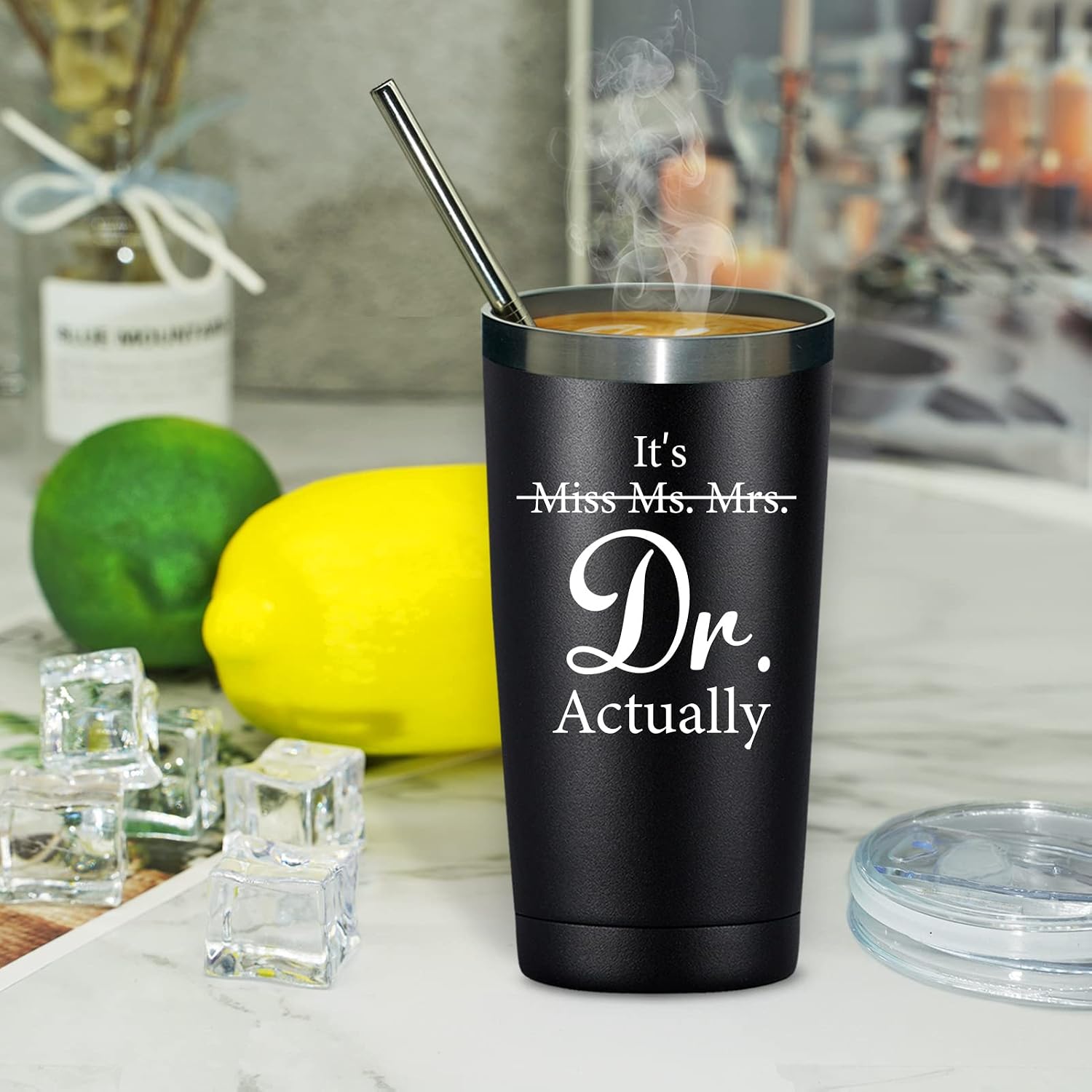 Grifarny Doctors Day Gifts - Ph.D. Gifts for Men - Ph.D. Graduation Gift for Him - Graduate Gift for Phd, Medical School Students, Doctors, Physician MD - It's Miss Ms Mrs Dr Actually Tumbler