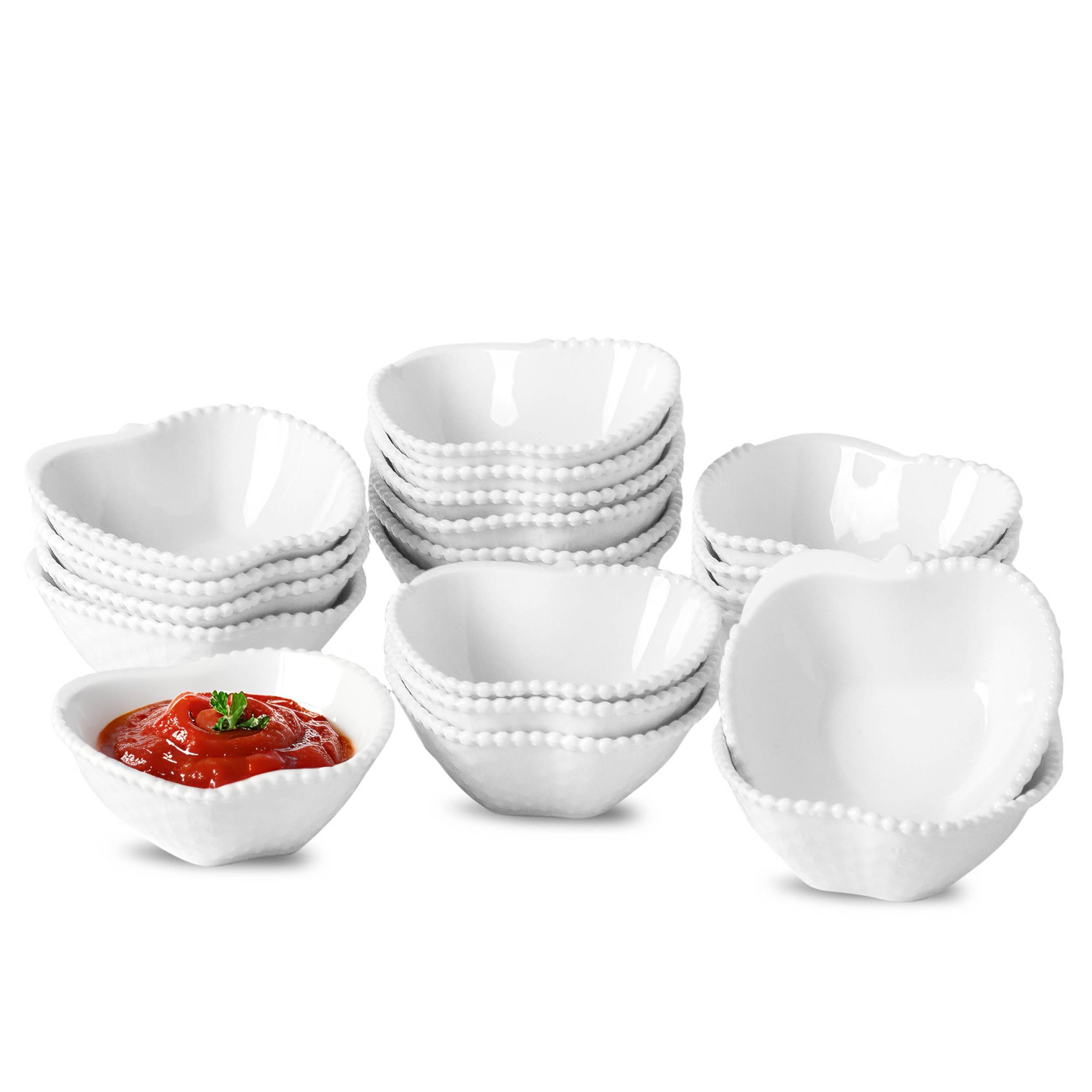 UIBFCWN Pack of 20 Ceramic Sauce Bowls, 2 oz Soy Sauce Dishes, White Sauce Bowls/Plates, Small Bowls, Small Sauce Bowl Set, Accompaniment — image 1