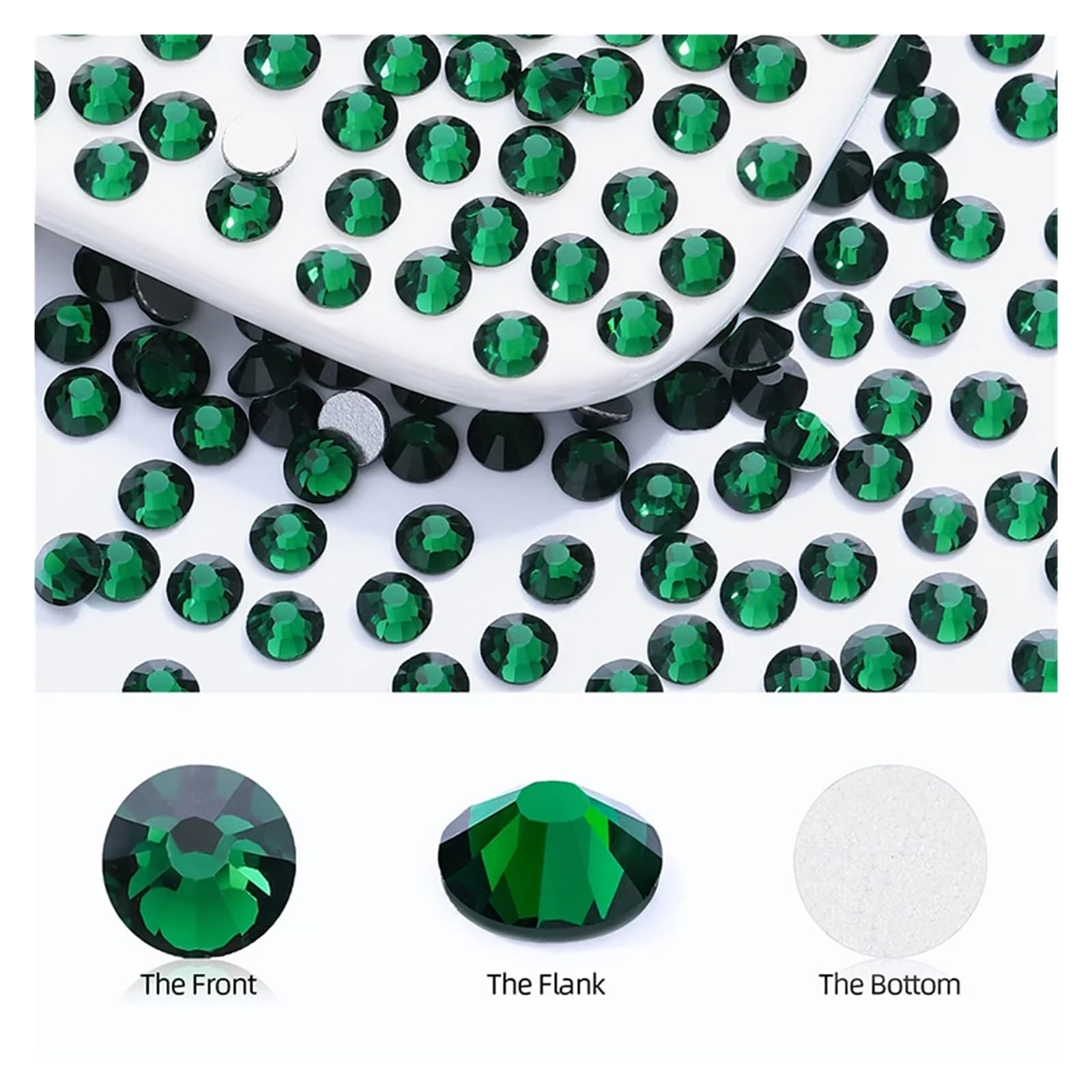 Strasssteine Grün SS4-SS34 Kristallbesatz Strasssteine ​​Bling Bling Kleber auf Glasperlen Flache Rückseite Nagel(SS20-1440pcs)