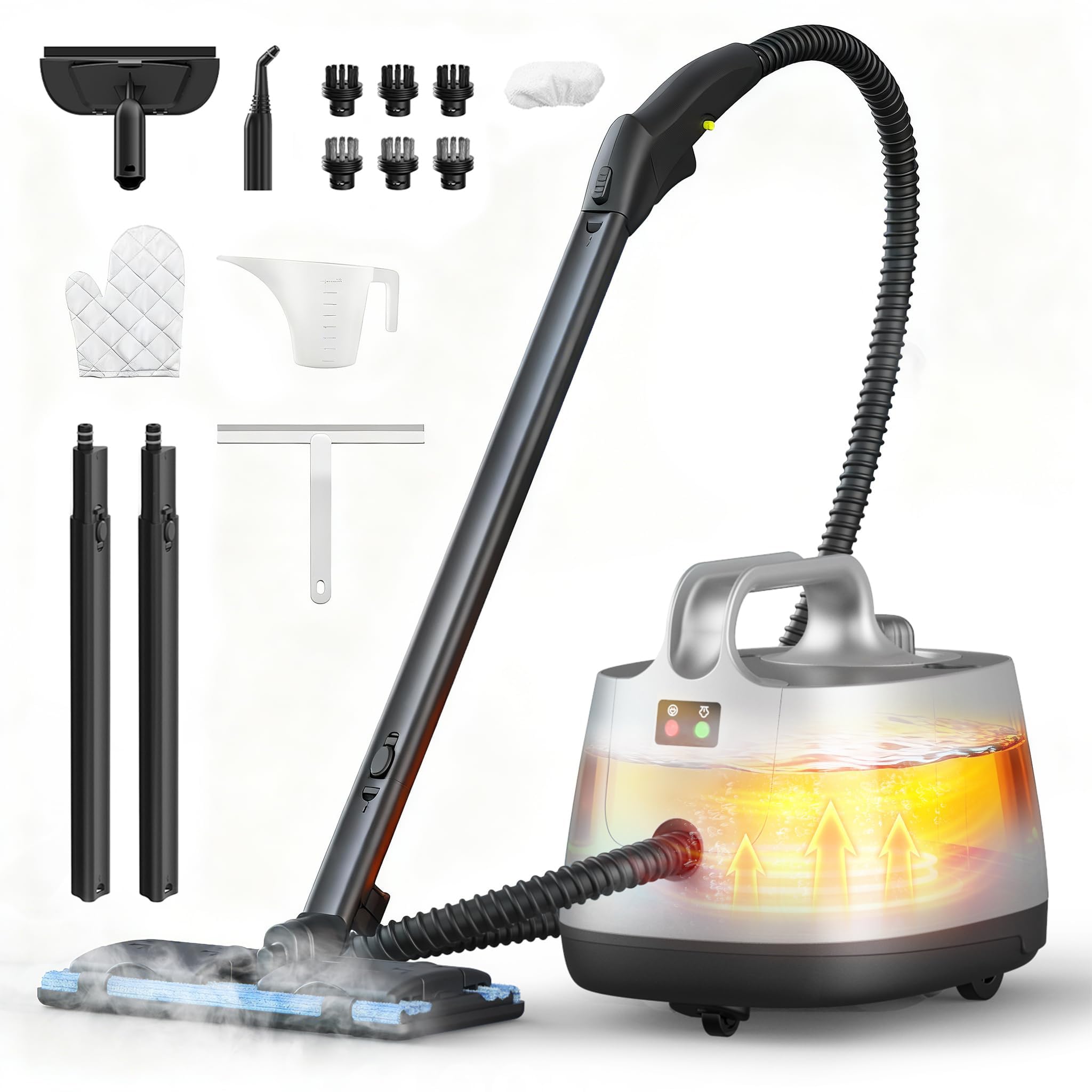 Portable Steam Cleaner, 293°F 58 PSI Powerful Multipurpose Handheld Steam Mop, 21 Attachments, 50Oz Capacity, Heavy Duty Steamer for Carpets, Floors, Cars, Tiles, Crack Cleaning, Turquoise