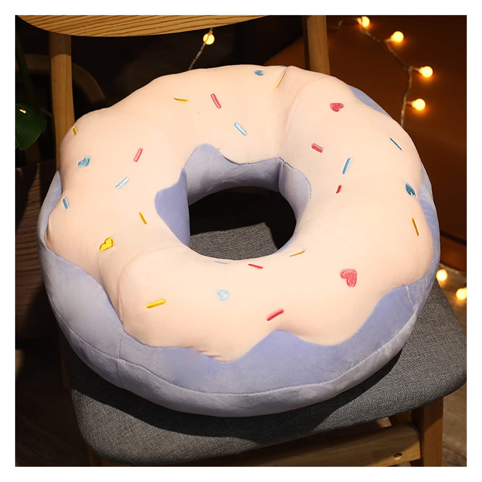 JINSUO 45/70cm Chocolate Donut Shaped Seat Cushion Car Mats Plush Pillow Chair Sofa Cushion Cartoon Bread Toast For Kids Grown-Ups (Color : 70cm purple)