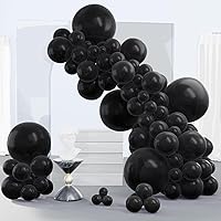 PartyWoo 140pc Black Balloons Arch Kit - 18" 12" 10" 5" Latex Balloons for Birthday Baby Shower Graduation Casino Party Garland Decor