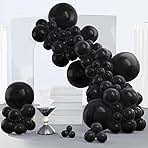 PartyWoo Black Balloons 140 pcs Different Sizes Pack of 18 12 10 5 Inch Matte Black Latex Balloon Arch Kit Garland for Graduation Halloween New Year Anniversary Birthday Party Decorations Black-Y18
