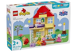 LEGO DUPLO Peppa Pig Birthday House Playset with 3 Animal Figures