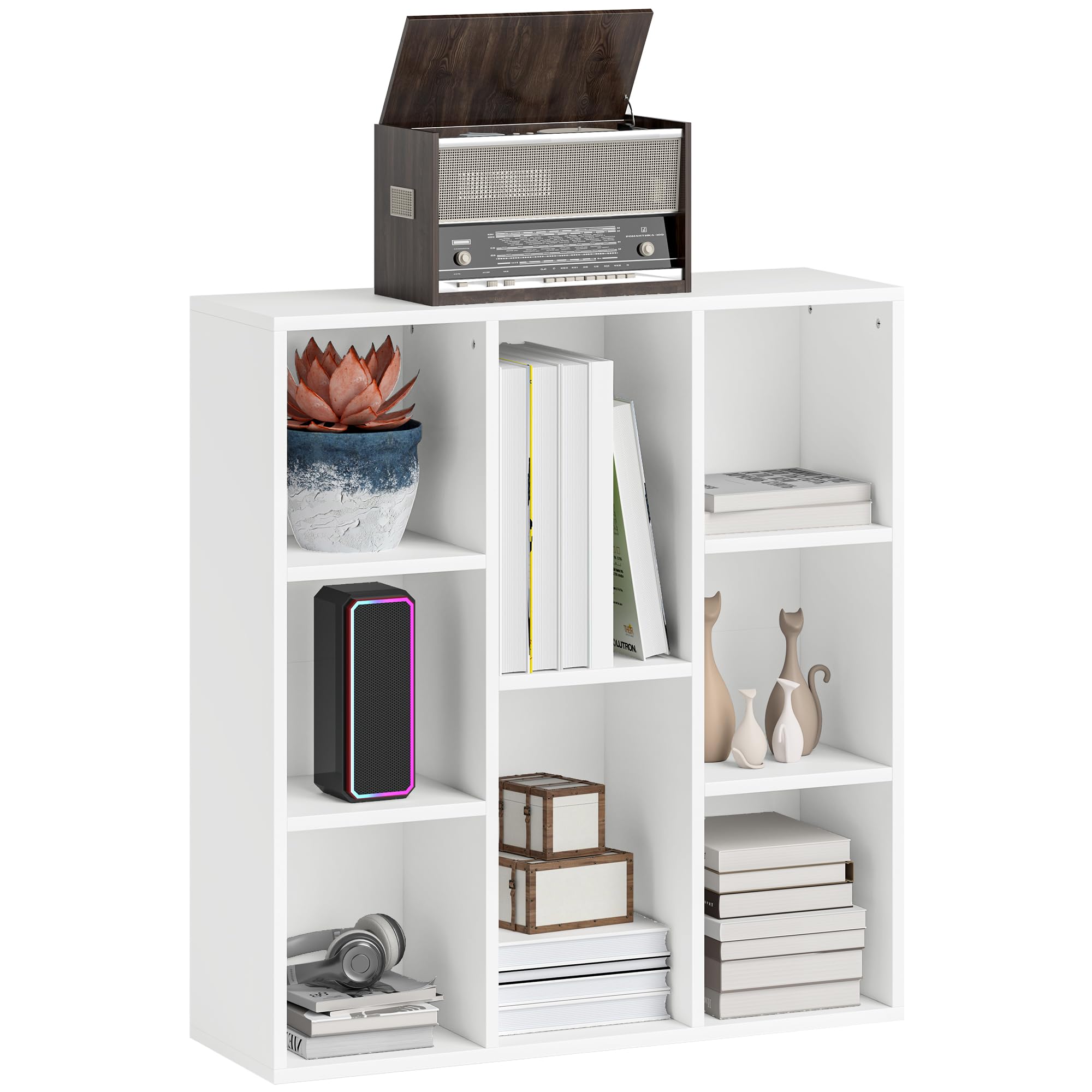 HOMCOM Bibliothèque, étagère de Rangement, Meuble de Rangement avec 8 Compartiments, pour Salon, Chambre à Coucher, Bureau, 74,3 x 24 x 80 cm, Blanc