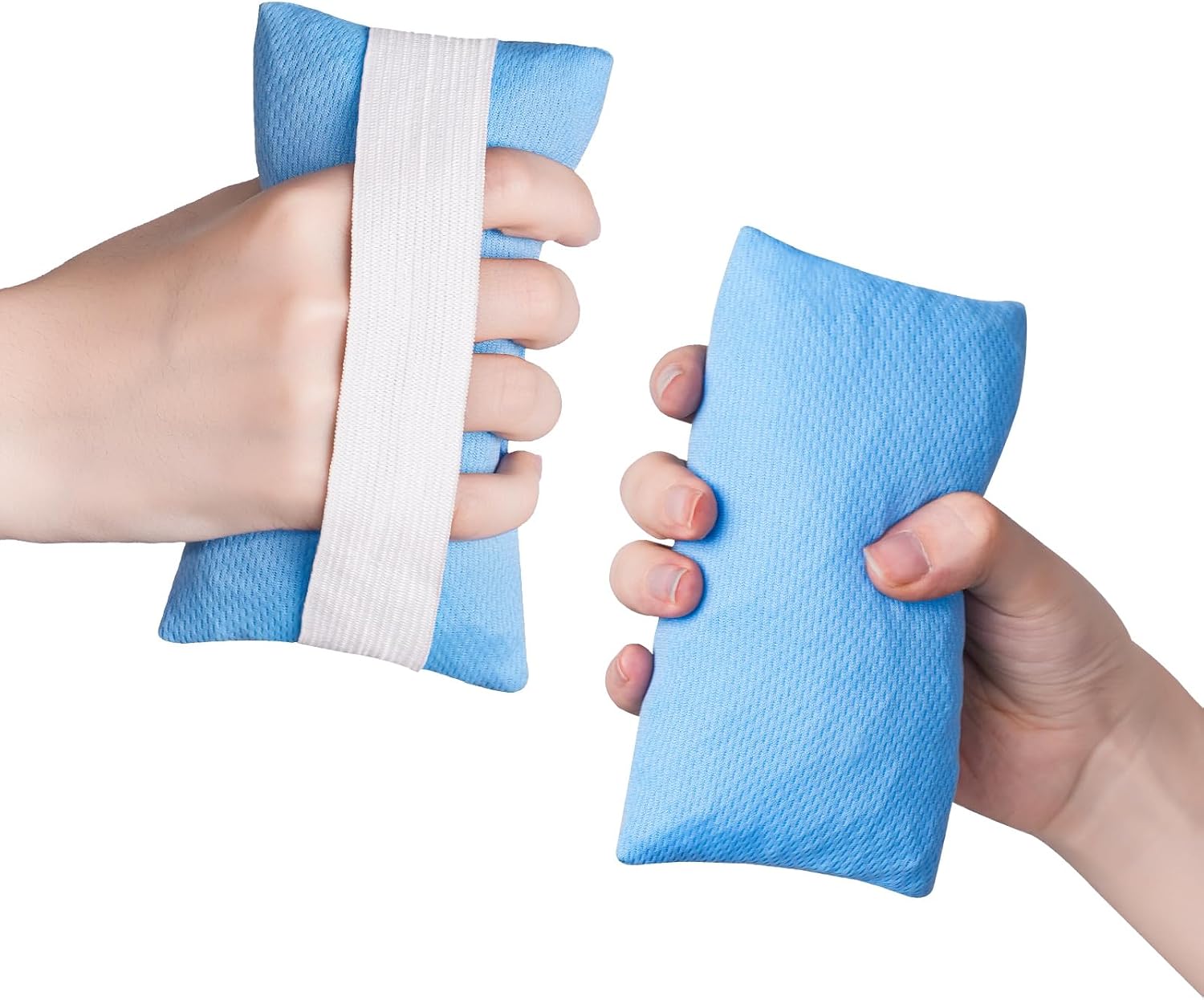 Hand Contracture Cushion, Breathable, Filled with PE Hose Comfort Support with Elastic Band Palm Protector for Hand & Finger Stroke Parkinson Dementia Arthritis, 2-Pack（Blue）