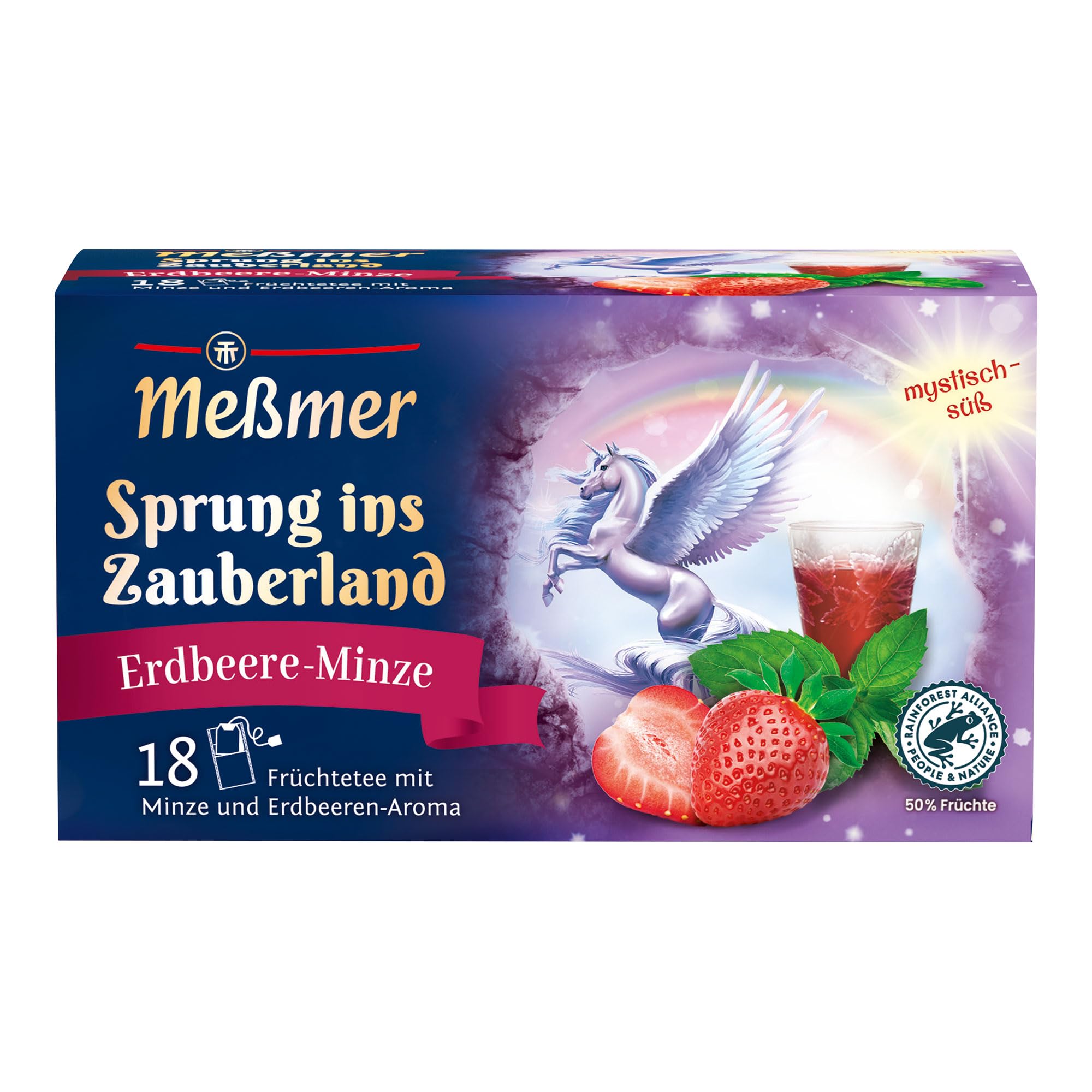 Meßmer Sprung ins Zauberland | Erdbeere-Minze | Online Exklusiv | 18 Teebeutel | Glutenfrei | Laktosefrei | Vegan