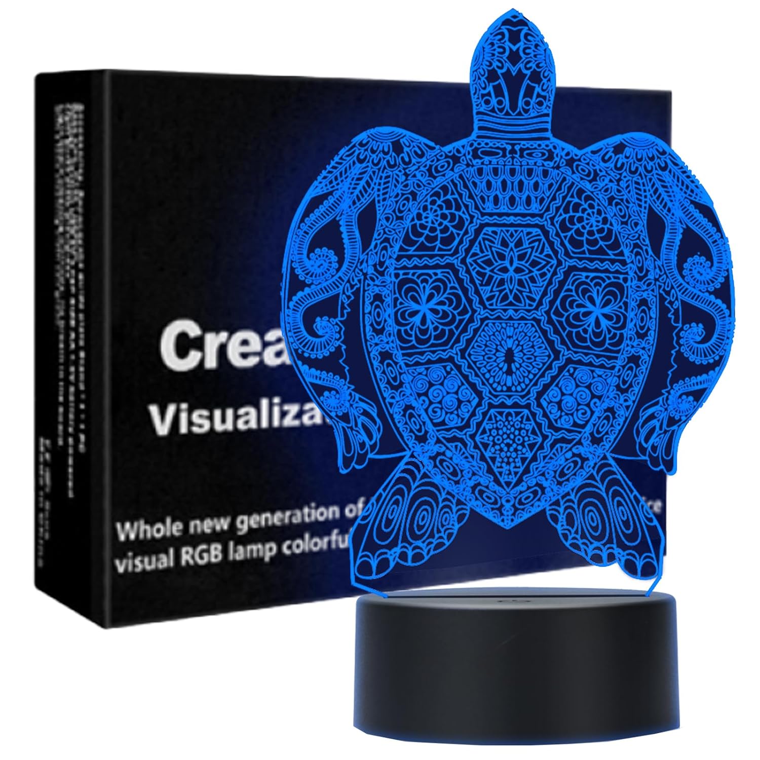 yomgam Kids Turtle Night Light for Kids 3D Illusion Night Lamp USB LED Table Lamp Smart Touch Dimmer