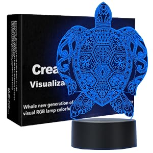 yomgam Kids Turtle Night Light for Kids 3D Illusion Night Lamp USB LED Table Lamp Smart Touch Dimmer