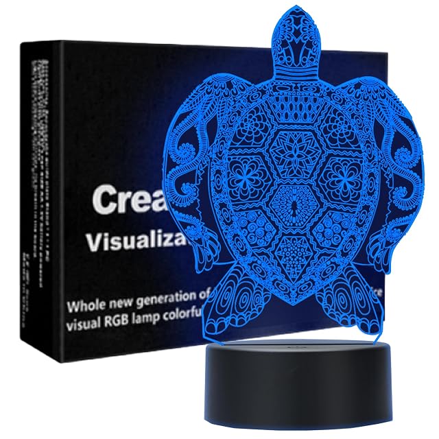 yomgam Kids Turtle Night Light for Kids 3D Illusion Night Lamp USB LED Table Lamp Smart Touch Dimmer