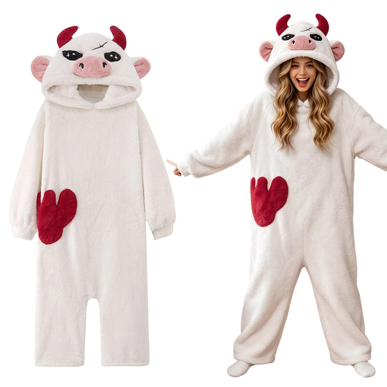 Pijama Onesie Cosplay Divertido de Forro Polar Invierno Jumpsuit Mono de Una Pieza con Capucha y Cremallera Hombre Mujer Adulto de Cosplay Ropa de Dormir Invierno Para Halloween, Carnaval y Fiestas
