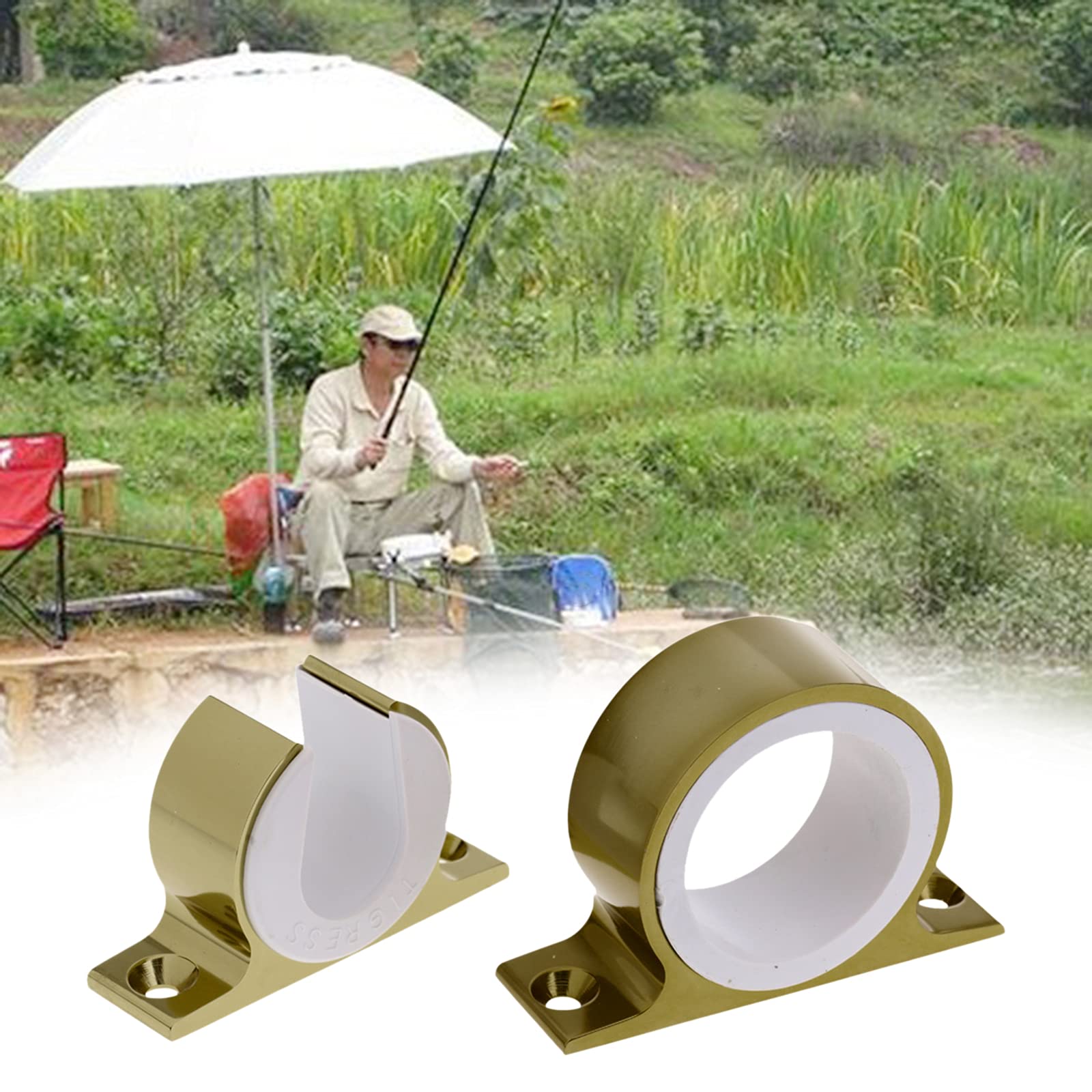 Set di 3 ganci per canna da pesca, per kayak, auto, colore oro