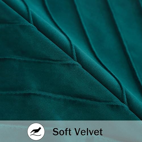 Miniatura 3 de Fundas de almohada de terciopelo azul pavo real de 24 x 24 pulgadas, paquete de 2 con fundas de almohada decorativas de cuero dorado para sofá,