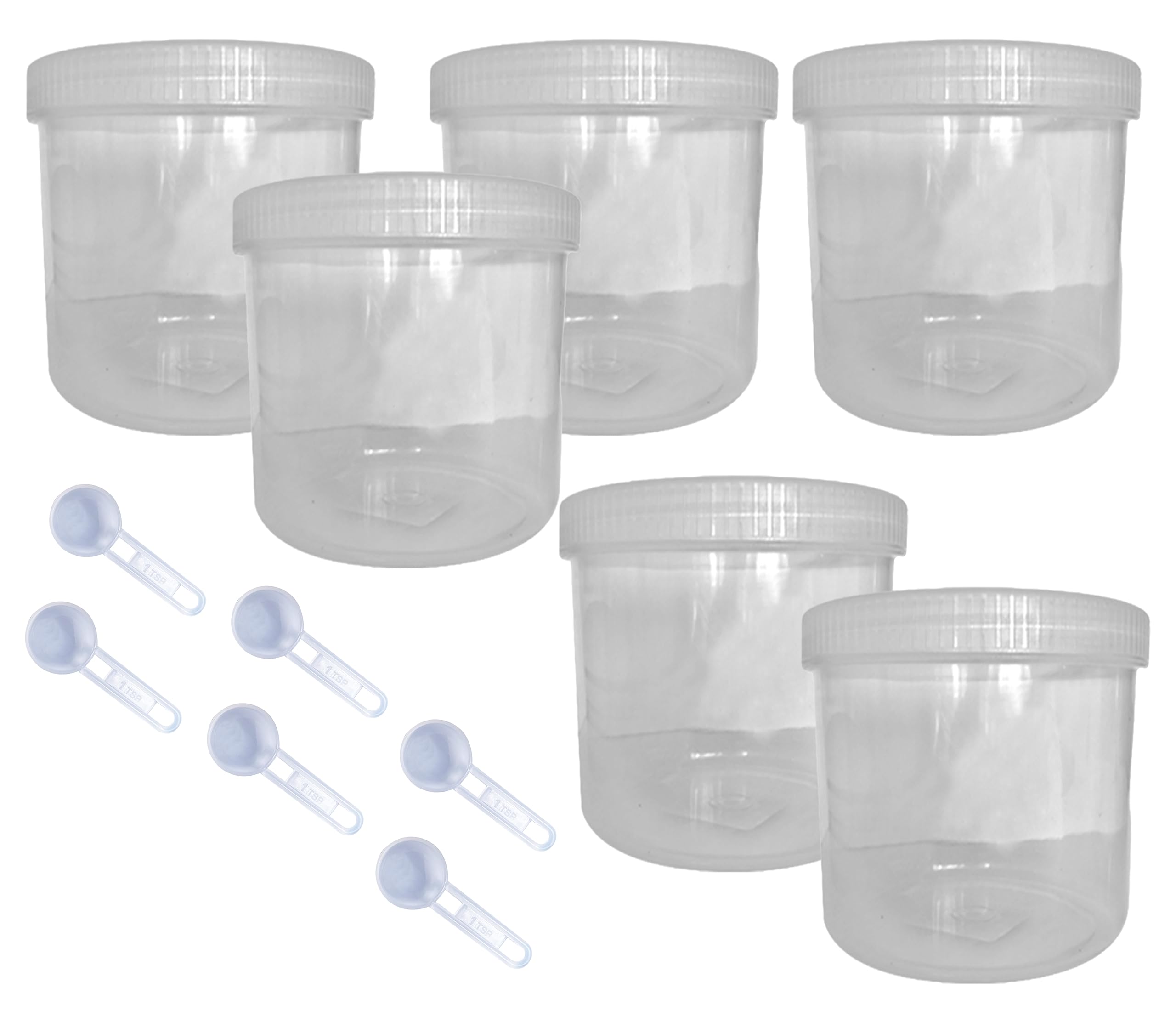 Kansy Transparent Plastic Storage Canisters Jars With Screw Lids, Kitchen Food Containers With Spoons, Bpa Free Airtight Boxes For Dry Food, Beans, Pasta, Sweets, Cookies (500Ml, Pack Of 6)