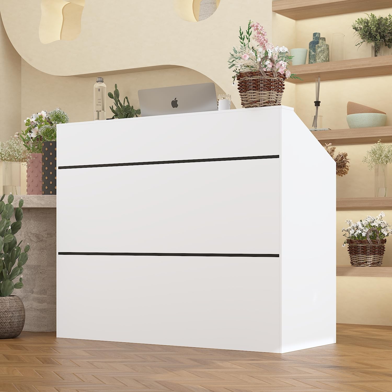 Empfangstheke, Empfangstresen, Rezeptionstisch Empfangstresen, Rezeptionstheke Empfangstheken, Rezeptionstheken, MDF, 120 x 50 x 100 cm, weiß, Moderne Einfachheit