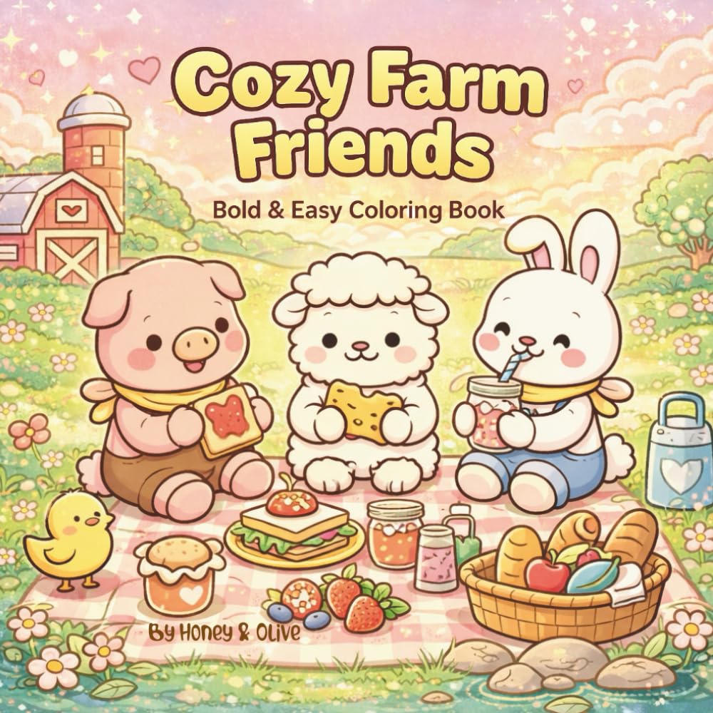 Cozy Farm Friends: Bold and Easy Coloring Book