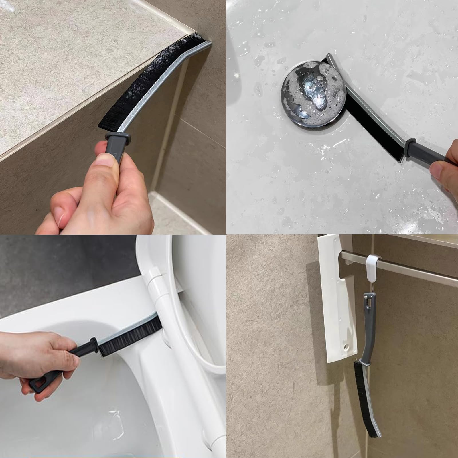Cepillo de limpieza para hendiduras, cepillo de limpieza de grietas de cerdas duras, cepillos de limpieza 3 en 1 para uso doméstico, cepillo de limpieza multifuncional para baño, cocina,