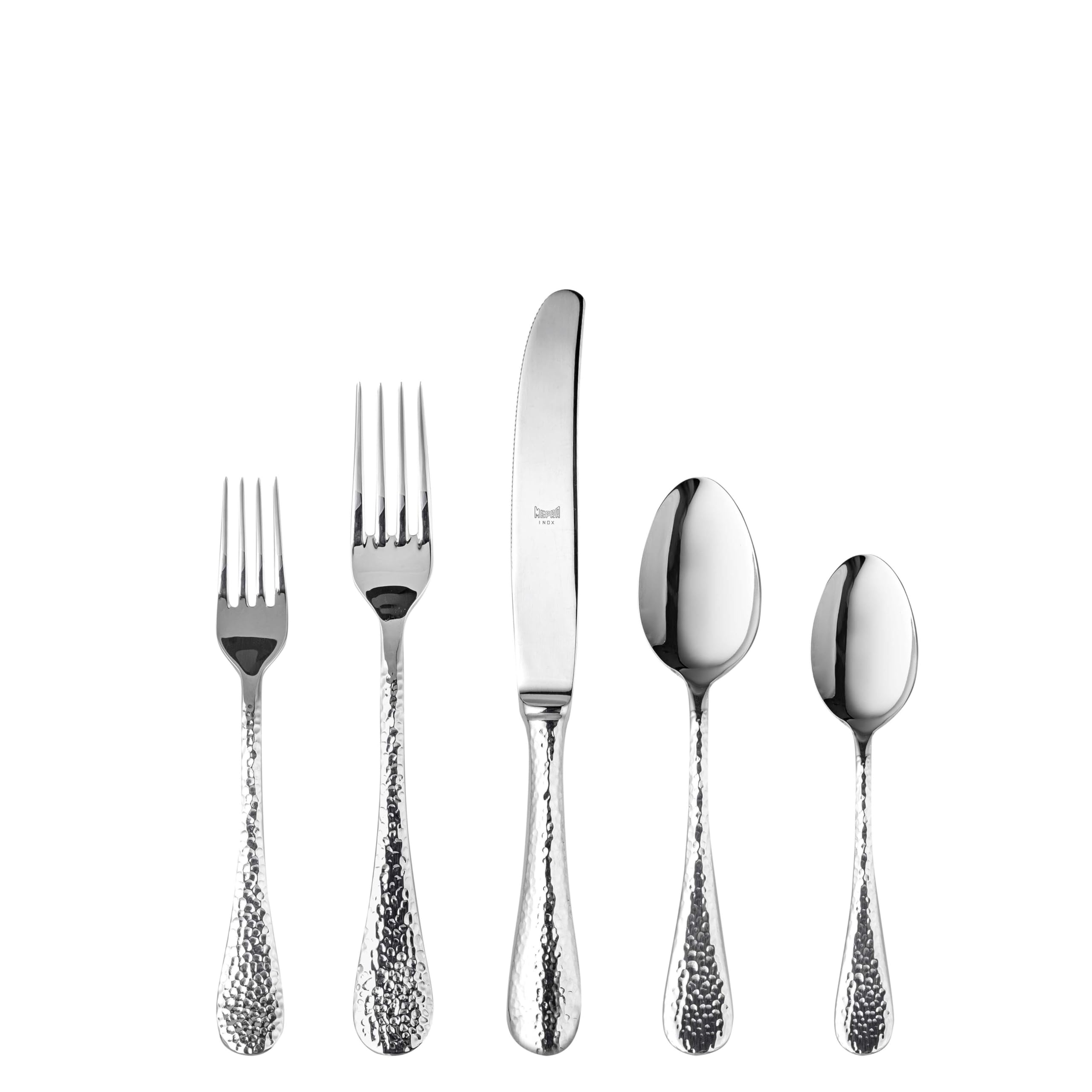 MEPRA 106822005 Epoque 5-Piece Durable 18/10 Stainless Steel American Style Flatware Cutlery Set for Fine Dining, Dishwasher Safe, Service for 1