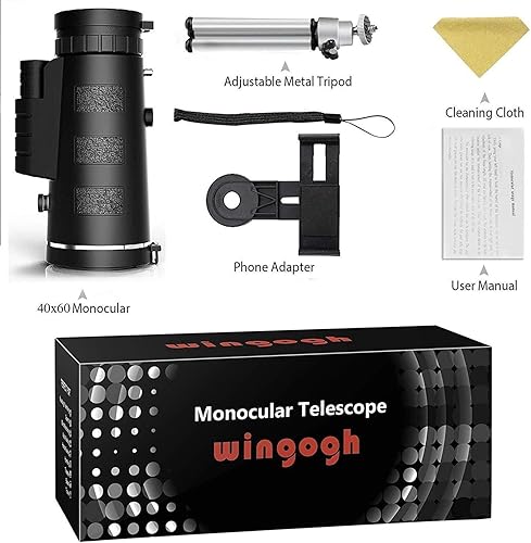Miniatura 6 de Telescopio monocular de 40 x 60, prismáticos de visión nocturna HD de alta potencia con microluz para adultos, observación de aves, viajes,
