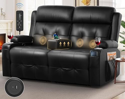 Miniatura 29 de Sofá reclinable, sofá reclinable con masaje de 3 plazas con respaldo abatible, capacidad de peso pesado, sofá cama para RV, sofá reclinable