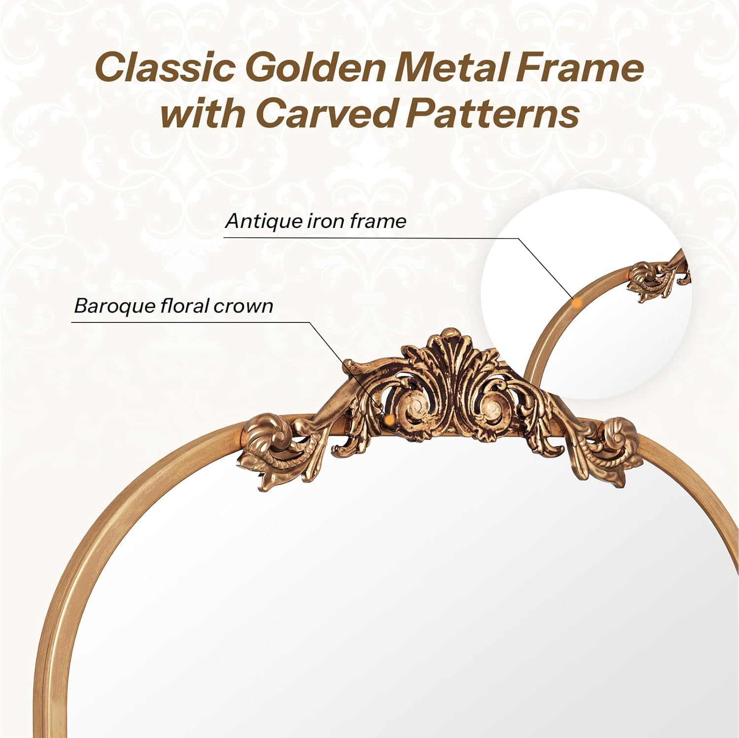 24x35 Inch Bathroom Medicine Cabinet with Mirror, Recessed or Surface Mount, Sturdy, Durable & Easy Installation, Vintage Metal Frame(Gold)