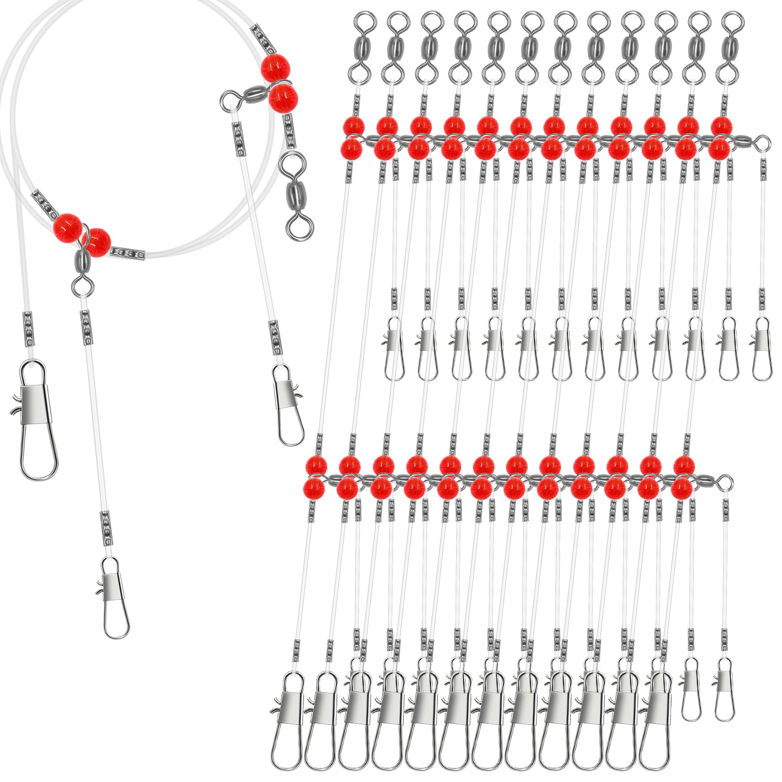 YOTO Fishing Leaders,Saltwater Tackle Rig with Swivels Snap, High-Strength Fishing Wire Gear Equipment for Lures Bait Or Hooks,1Arm and 2Arm