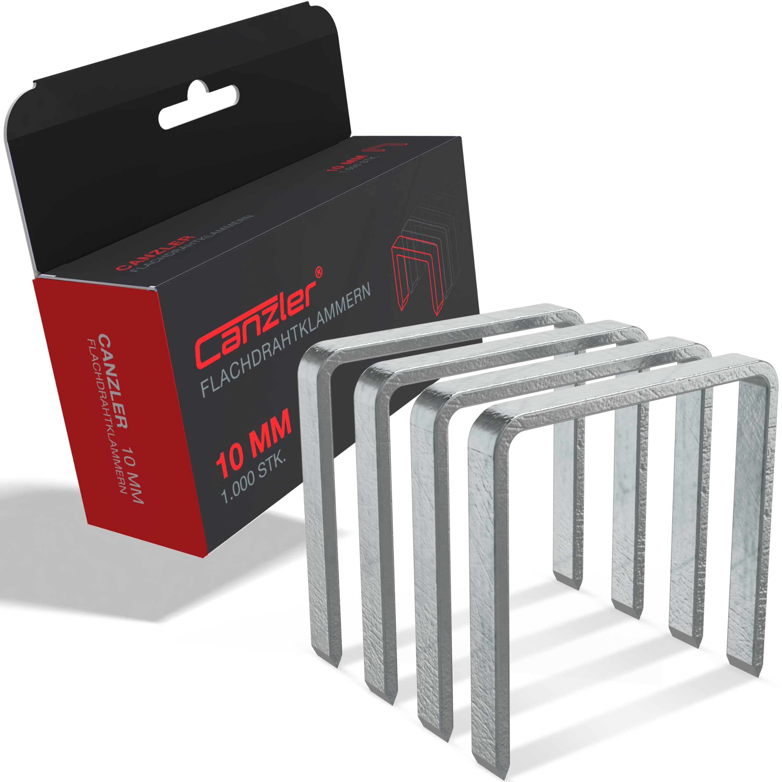 Canzler - Tackerklammer 10mm - 1000 Stück - verzinkt - Für Hammertacker Canzler CHT-7 und andere - Flachdrahtklammer Typ 11, Typ G, Typ 140