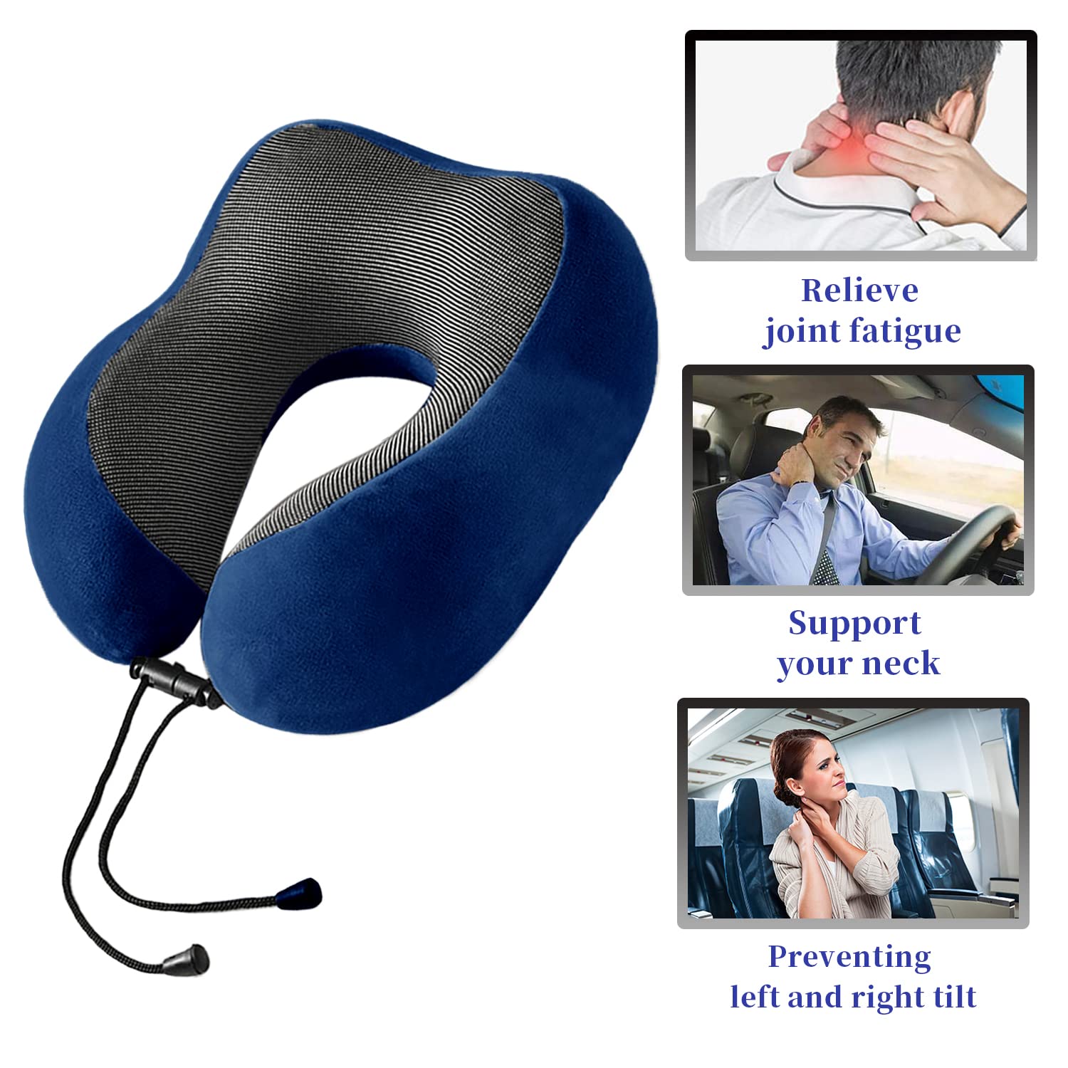 Cuscino Da Viaggio Memory Foam - Per Collo, Leggero E Compatto - Nero - Ideale Per Aereo, Auto, Treno - Foto 11