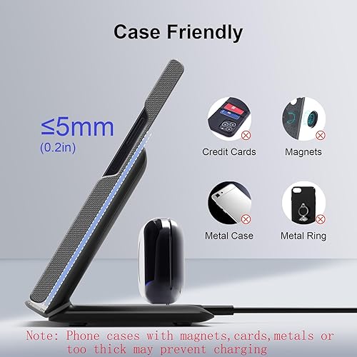 Miniatura 4 de Geyo Para Samsung Galaxy Z-Fold Cargador inalámbrico estación de carga inalámbrica rápida 2 en 1 para Galaxy Z Fold 6543, soporte de carga de 3