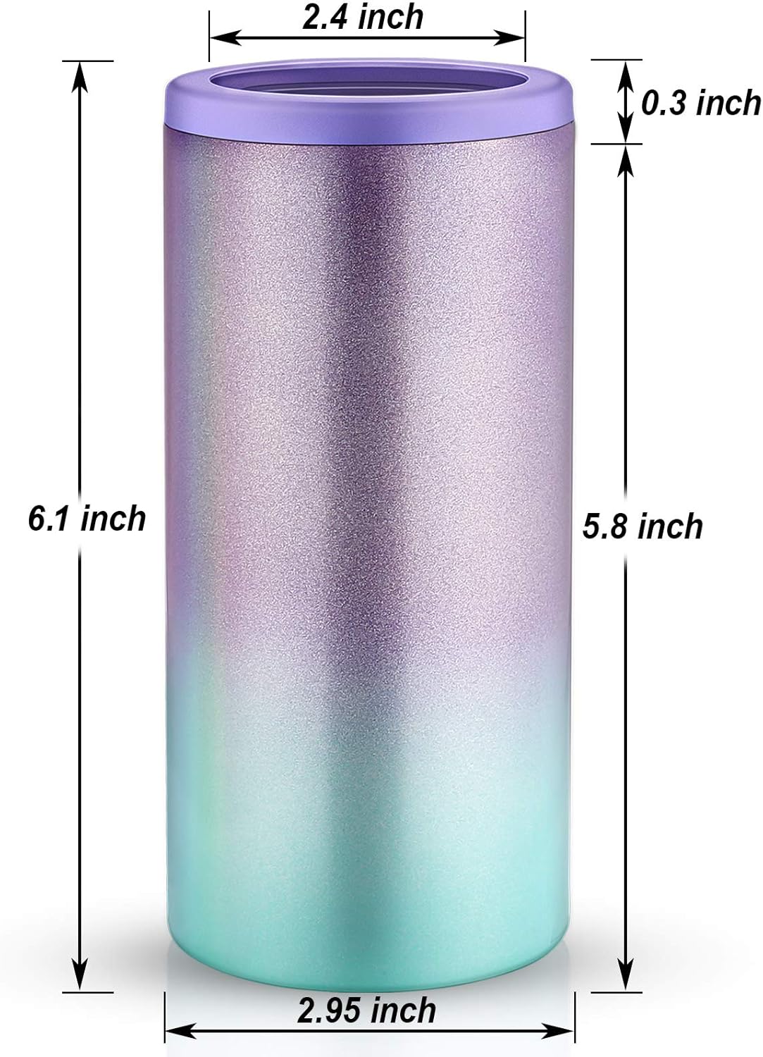 Sursip Vacuum Stainless Steel Insulated Slim Can Cooler,Double-walled Insulated Can Cooler for 12 Oz Slim Cans Beer/Soda/Beverage/Energy Drinks Cans Keeper-Glitter Mermaid: Home & Kitchen