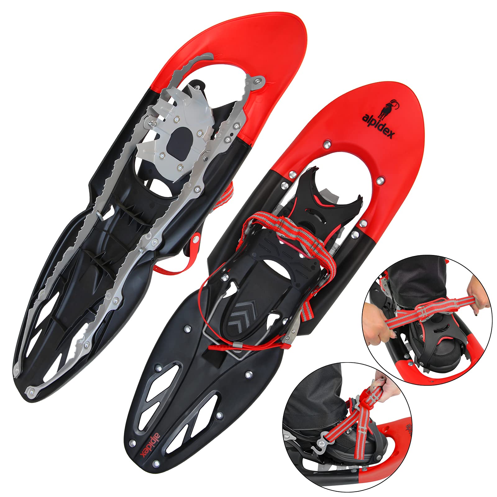 ALPIDEX Raquette Neige 38-46 Jusqu'à 140 kg Sac Transport Bâtons Optionnel