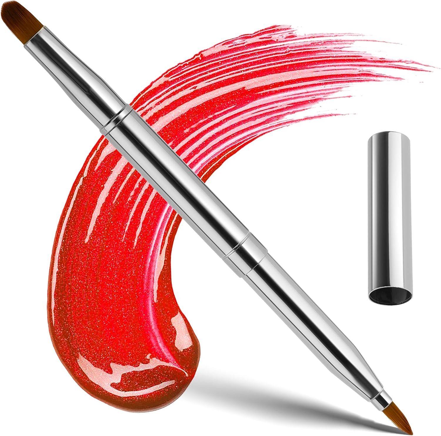 Intrekbare Lip Make-up Borstel Draagbare Dual End Lipstick Borstel Lipstick Glans Make-up Borstels Concealer Borstels Lip Contours Make-up Tool (Zilver)