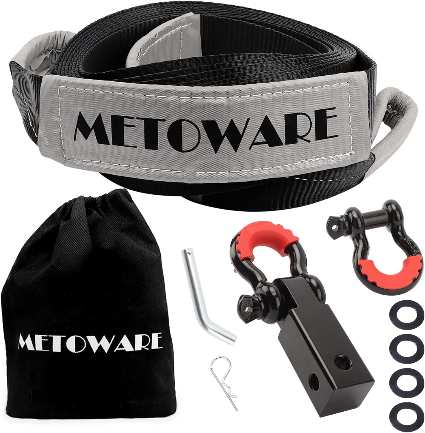 METOWARE Tow Strap Recovery Kit 3" x 20ft (35,000 lbs