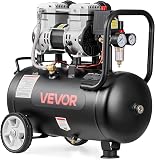 VEVOR Compresseur à Air 24 L Réservoir Compresseur d'Air sans Huile 1,1 kW pour Réparation Automobile, Gonflage Pneus, Peinture Pistolet, Clouage Bois, 68 L/min à 6,2 bar, Max. 8 bar, Portatif Mobile - 1