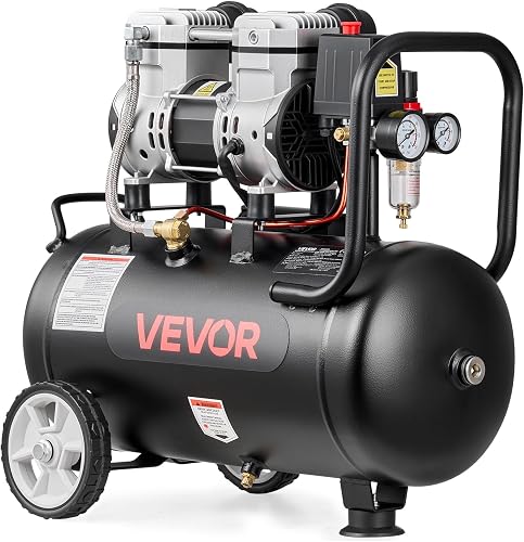 VEVOR Compressore d'Aria 24 L, 1,1 kW, Senza Olio, Portat…