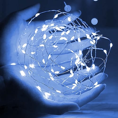 Vista 63 de Dazzle Bright Guirnalda de luces con pilas, 20 pies, 60 luces led, cable plateado, impermeables, decoraciones de Navidad, Día de San Patricio, Verde