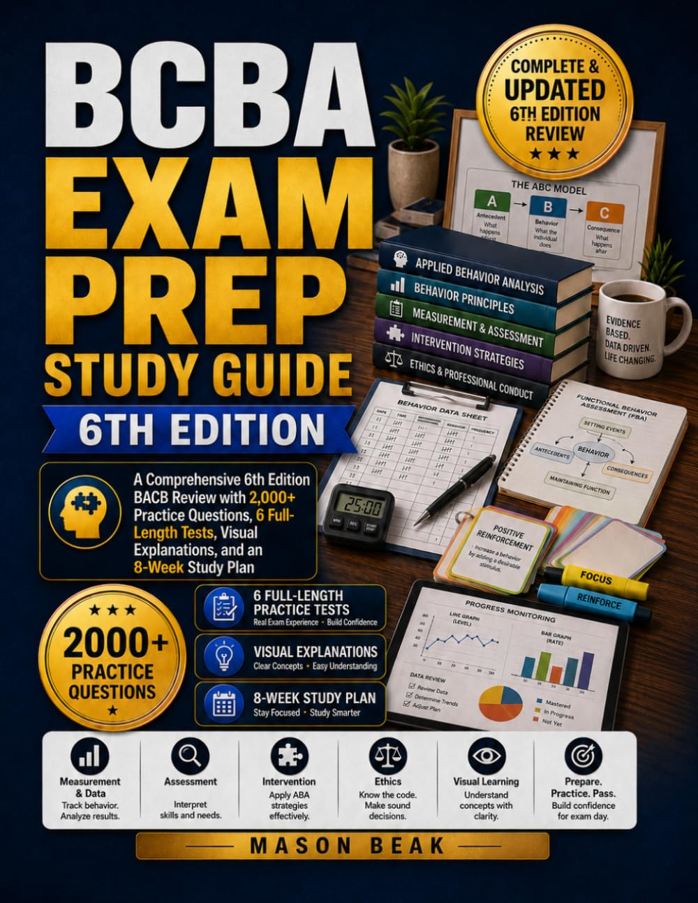 BCBA EXAM PREP STUDY GUIDE: A Comprehensive 6th Edition BACB Review with 2,000+ Practice Questions, 6 Full-Length Tests, Visual Explanations, and an 8-Week Study Plan